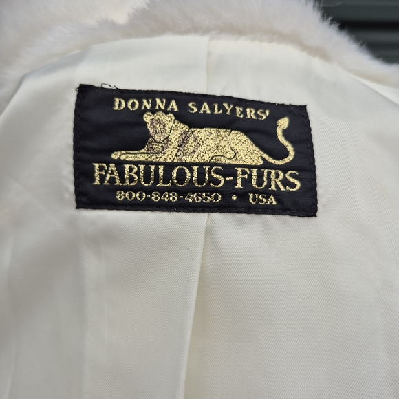 Donna Salyers Fabulous-Furs White Faux Mink Jacket Coat Size M Made in USA - Picture 5 of 6